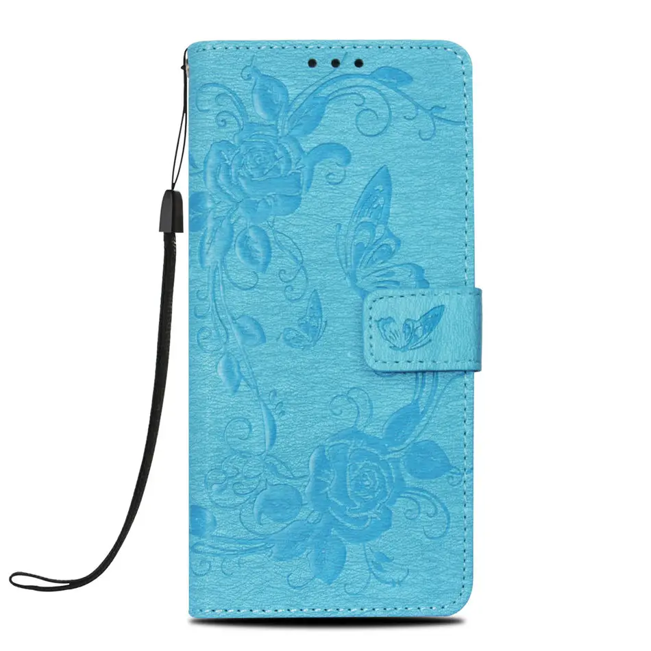 3D чехлы с цветами и бабочками для samsung Galaxy Note 9 8 j3 j7 j2 Prime G532F Модный Ретро кошелек с отделением для карт DP03F - Цвет: Sky Blue