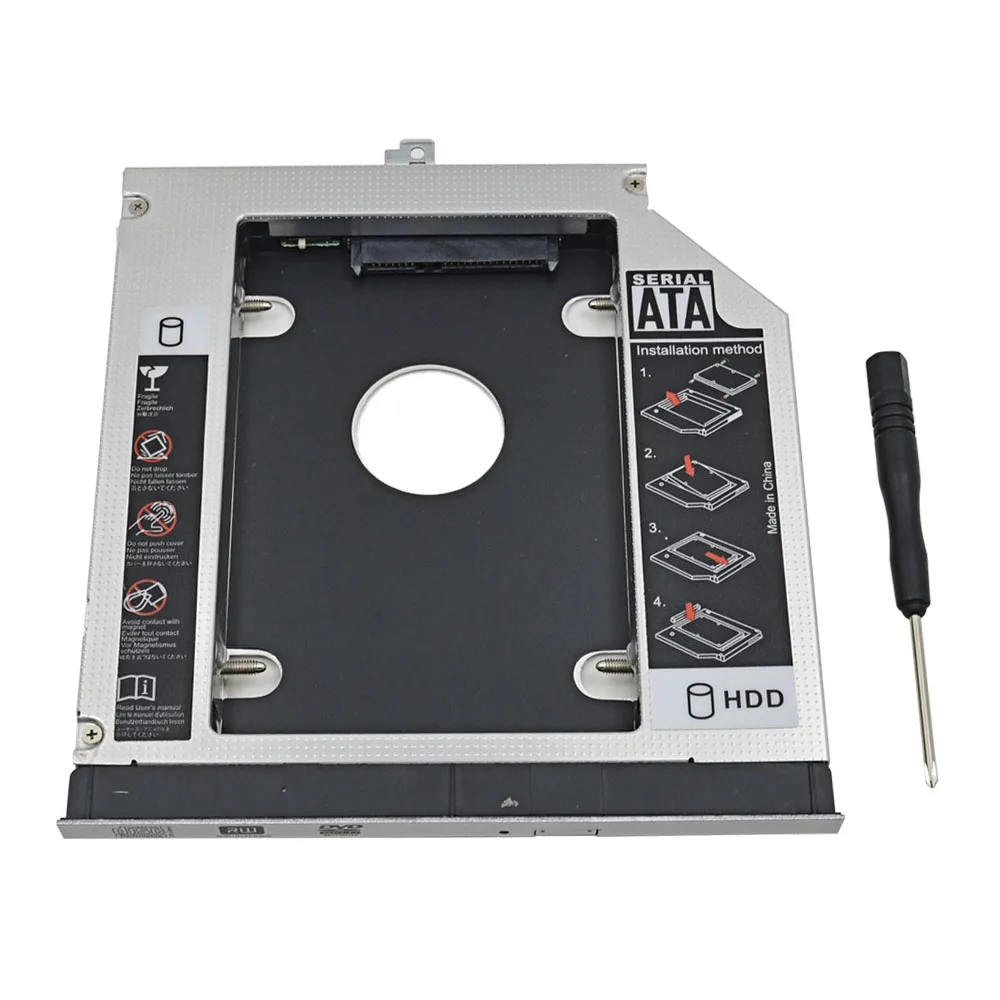 2nd HDD Caddy 12.7mm SATA 3.0 2.5" Aluminum SSD HDD Box For Dell