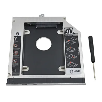 

2nd HDD Caddy 12.7mm SATA 3.0 2.5" Aluminum SSD HDD Box For Dell Latitude E5400 E5410 E5420 E5500 E5510 E5520 DVD Optibay