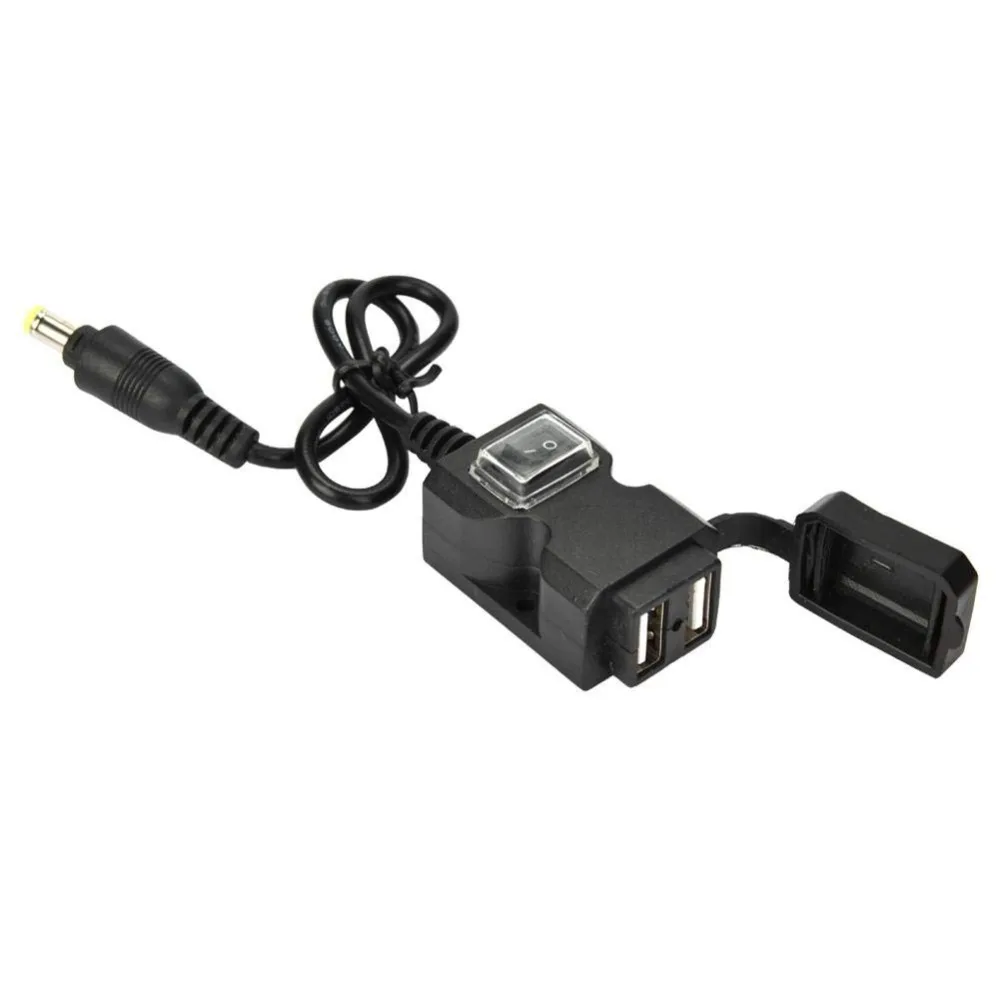 USB зарядное устройство мотоцикл руль электрический автомобиль двойной USB зарядное устройство мобильный телефон зарядка 9-24 V, 1.5A/2A(черный
