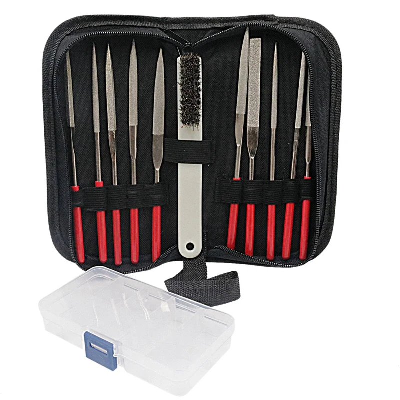 Diamond Needle File Set with Clean Brush Storage Box, Hand File for Metal Glass Stone Rough Carving