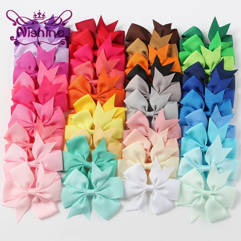 

Nishine 40pcs/lot Ribbon Bows Clips Hairpin Girl's Hair Bows Boutique Hair Clip Kids Chidlren Hair Accessories(Color:40 Colors)