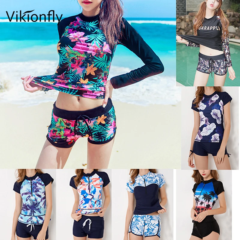 Preise Vikionfly Große Tankini Badeanzüge Frauen Plus Size Bademode 2020 Langarm Retro Hohe Taille Badeanzüge Schwimmen Anzug Mit Shorts