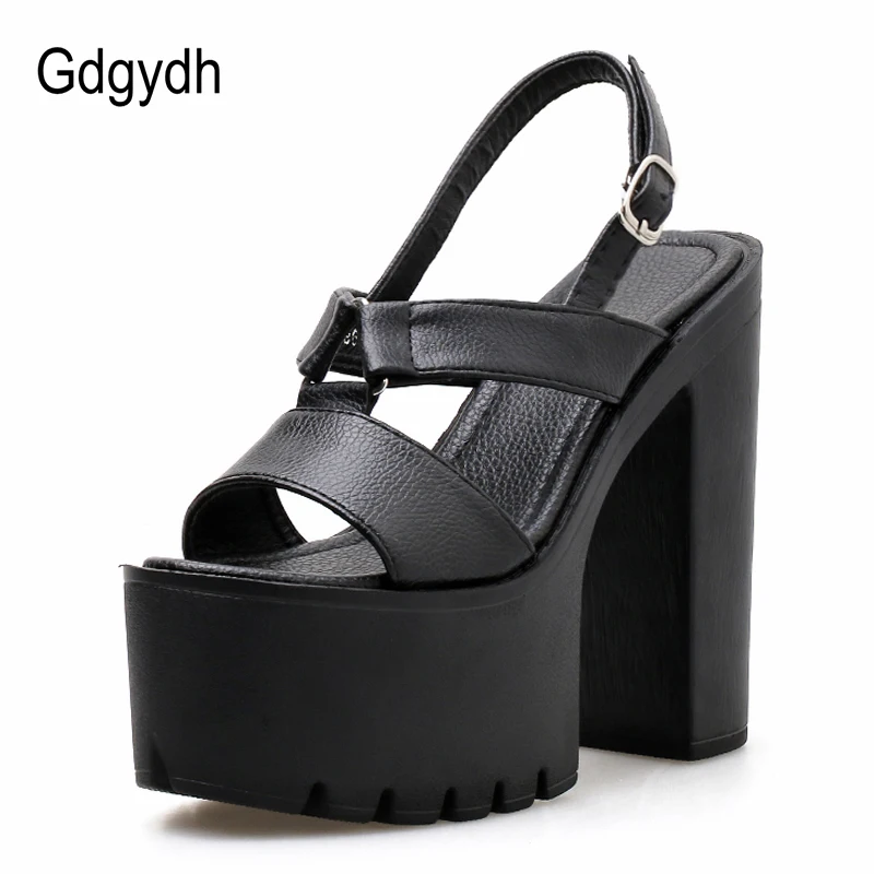 Женские босоножки на платформе Gdgydh черные Босоножки с открытым носком ремешком