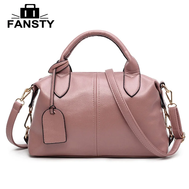

Fansty Brand Boston Handbag Pu Leather Top Handle Tote Bag High Quality Ladies Shoulder Crossbody Bags Women Messenger Bags