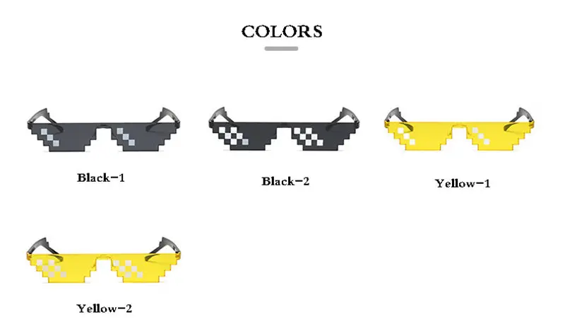 seemfly Funny Glasses Women Men Polygal Brand Thug Life Sunglasses Mosaic Masculine 8 Bits Style Pixel Sun Glass_voghion.com