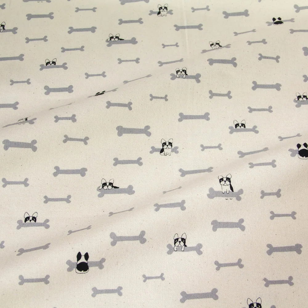 

50cm*110cm Japanese Kokka Canvas Cotton Fabric For Patchwork Bulldog A