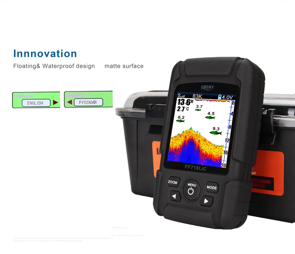 Горячая LUCKY FF718LiCD-T Портативный проводной Двухчастотный Эхолот Сонара 2." Цветной ЖК-ДИСПЛЕЙ Глубина 100М