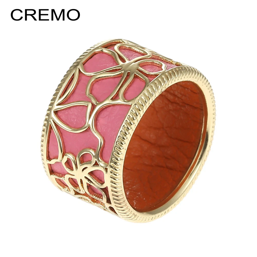 

Cremo Flower Gold Color For Women Rings Hollow Refinement Romance Femme Party Flower Jewelry Charm Fashion Original