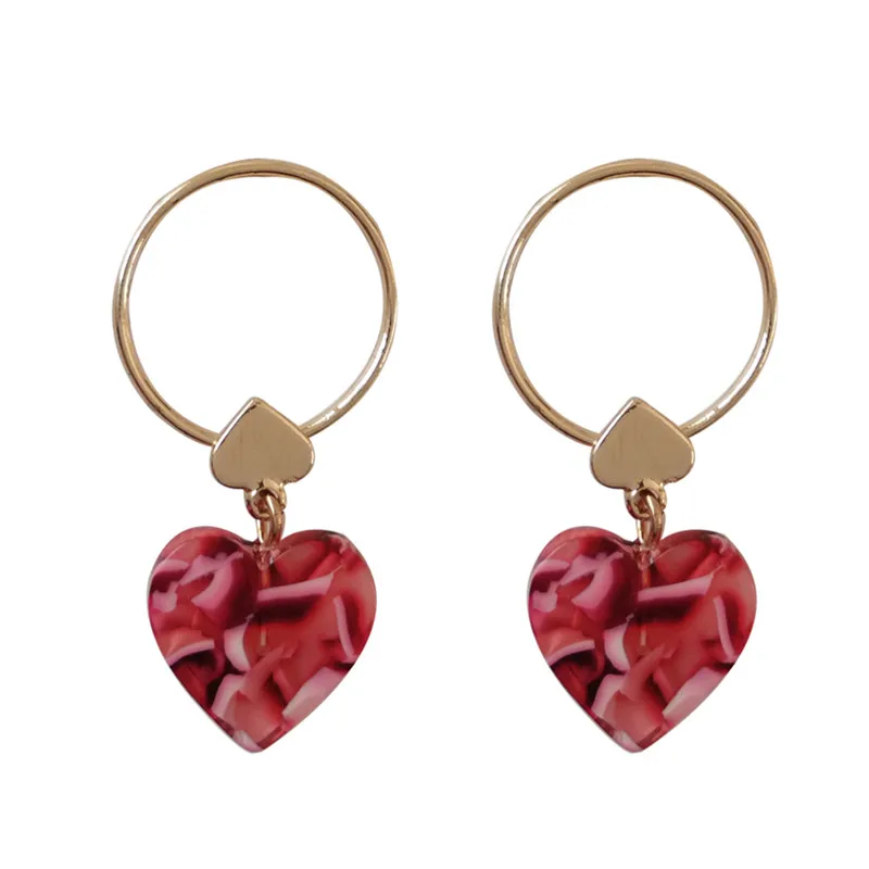 

Simple heart eardrop geometry restoring ancient ways round stud earrings resin acrylic heart-shaped fashion woman stud earrings