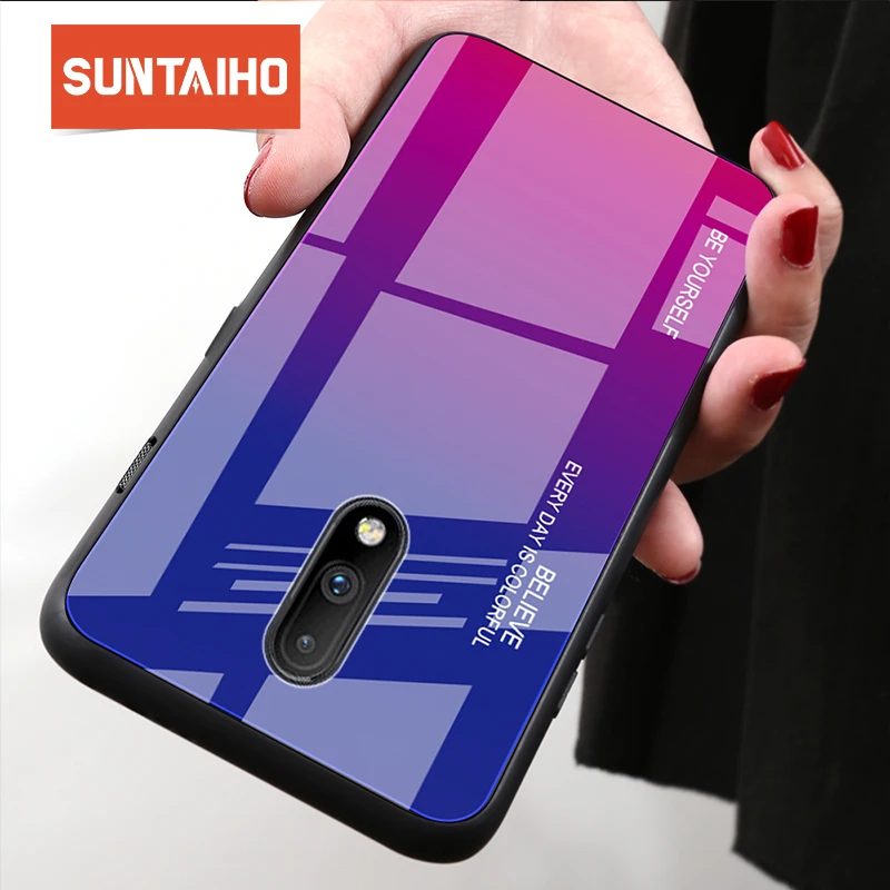 Чехол Suntaiho для OnePlus 7 7Pro из закаленного стекла градиентный чехол one plus 1 + 6 задняя