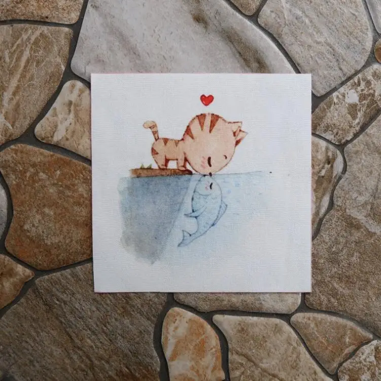 

cat design fabric for DIY Diy Scrapbooking patchwork handmade cloth dyeing cotton canvas digital printing cloth decora