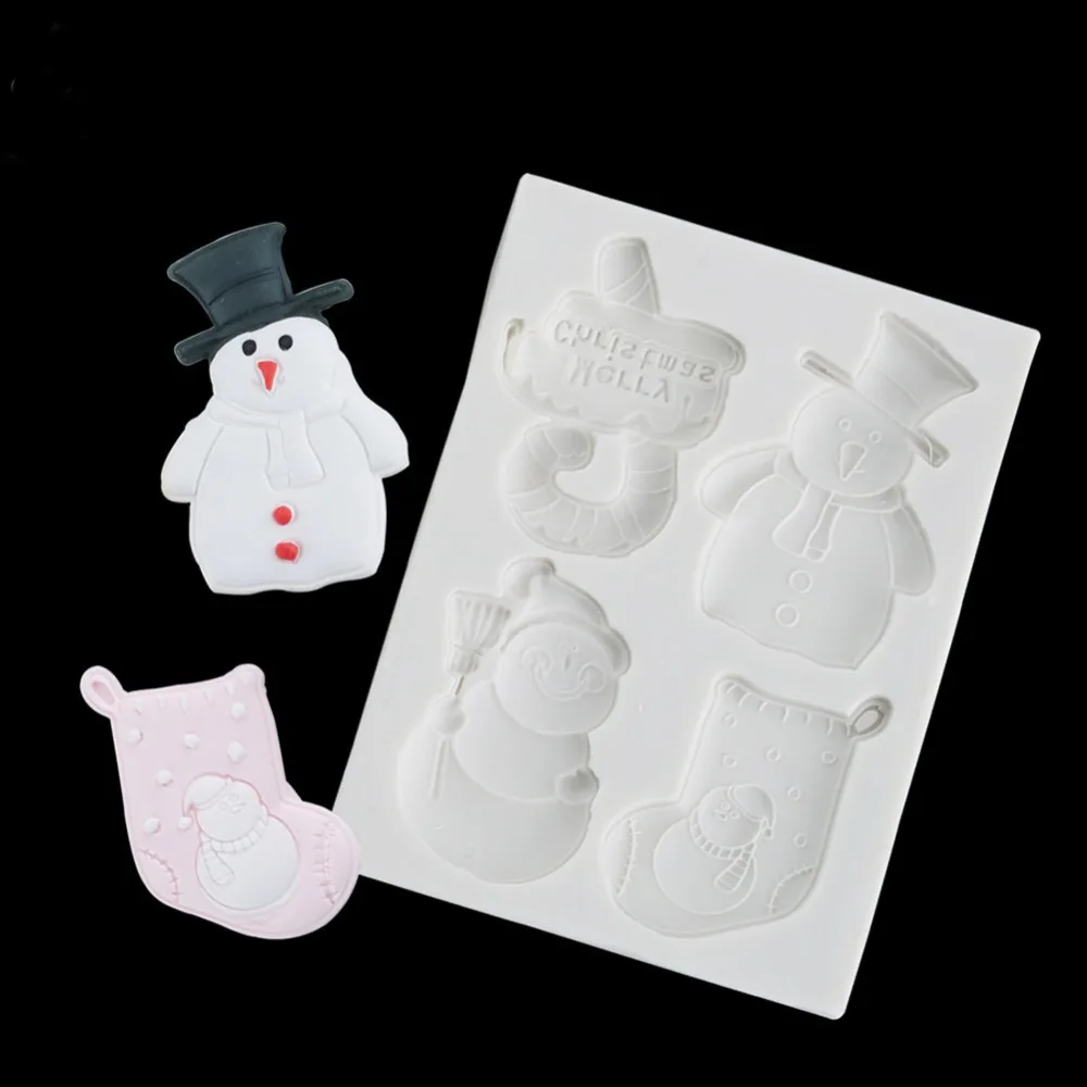 Sugarcraft снеговик чулок Рождественский торт формы силиконовые карамель в формах