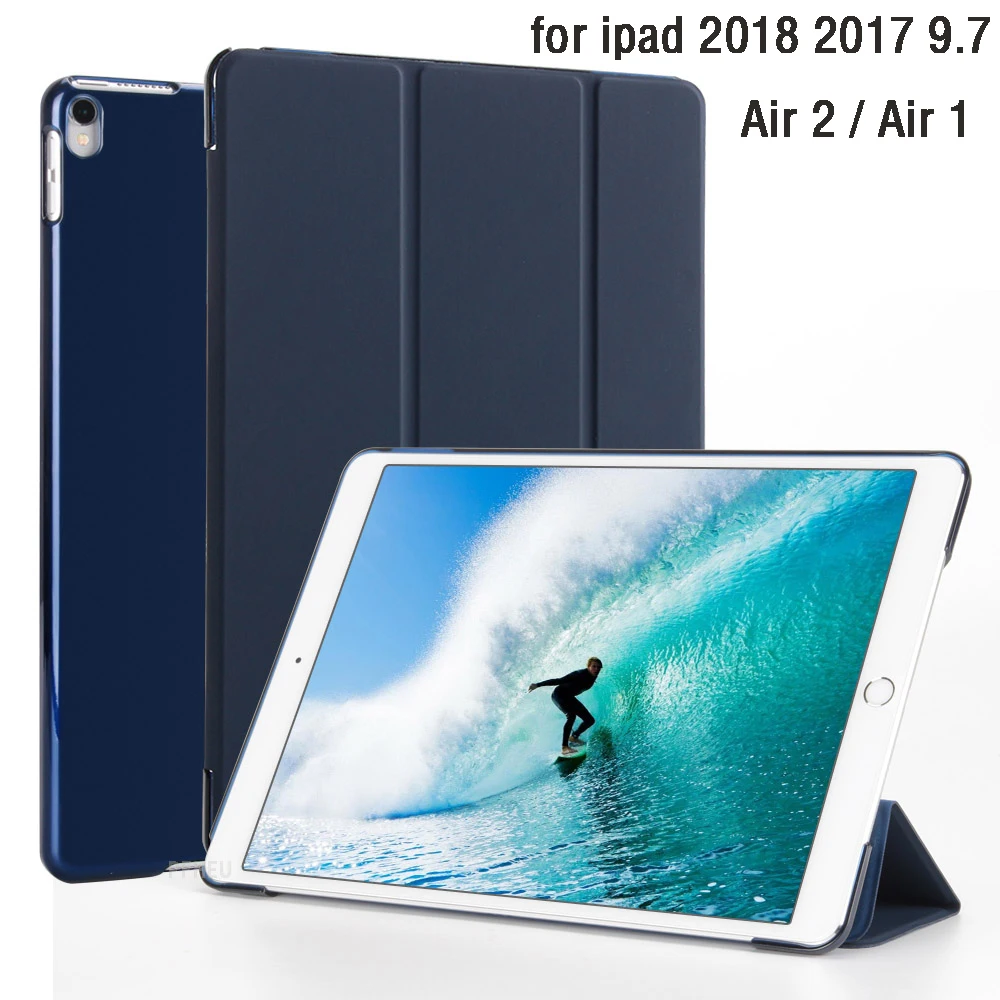 New For iPad Air 2 Air 1 Case Hard PC Back Slim Pu Leather Smart Cover