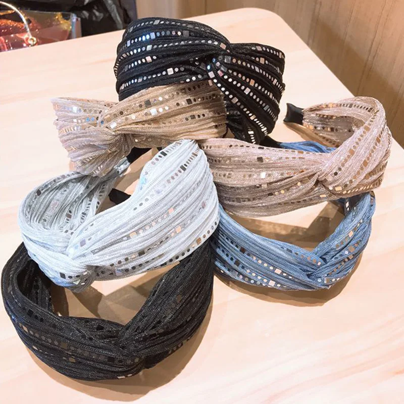 

bow Knot Turban Headband Elastic Hairband Hair Accessories for Girls No Slip Stay on Knotted Head band Hair Band for Women
