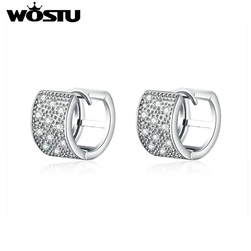

WOSTU Elegant Silver Starry Sky Glitter Tiny Stud Earrings For Women Zircon Small Earrings Engagement Wedding Jewelry ZBFE128
