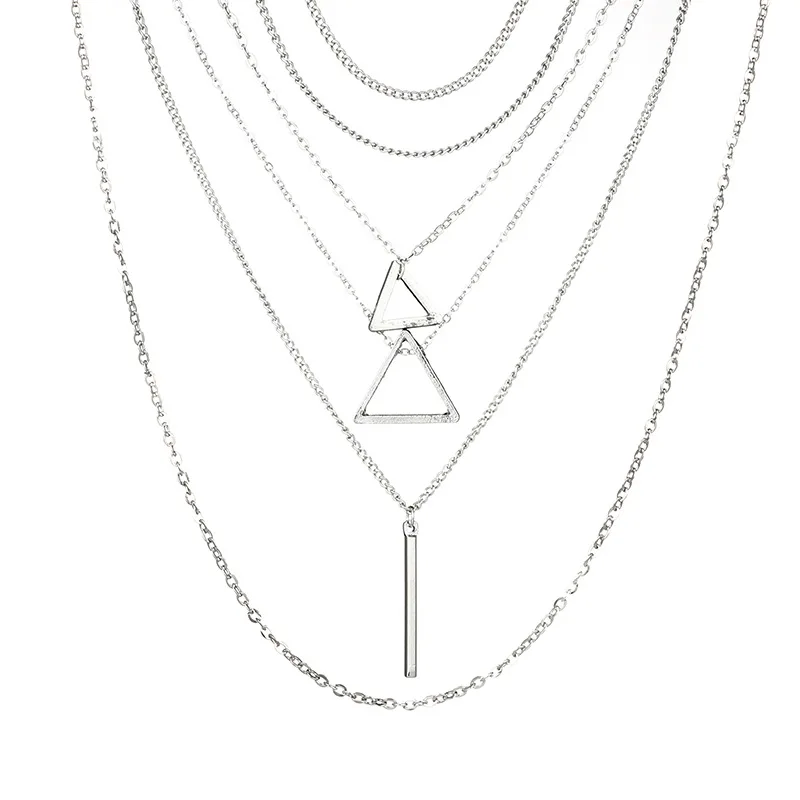 Новая богемная подвеска треугольная многослойное ожерелье для женщин модное простое праздничное пляжное колье ожерелье s ювелирные изделия оптом - Окраска металла: H0015