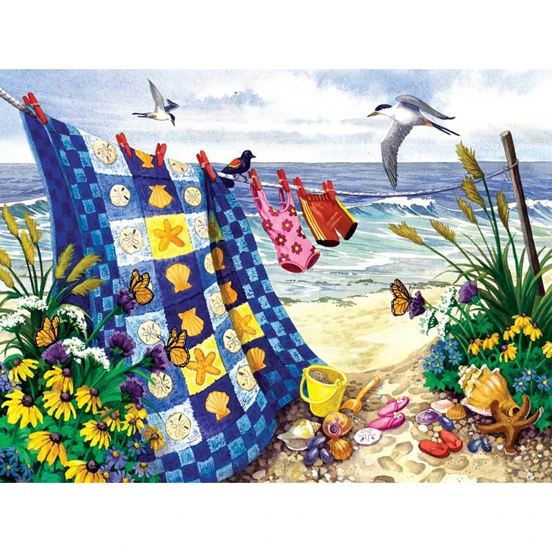 New 5D DIY diamond painting beach landscape embroidery full square diamond cross stitch rhinestone mosaic