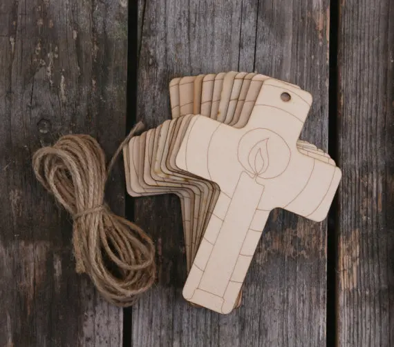 

Wooden Christian Cross with a Candle Design Craft Shape Plywood