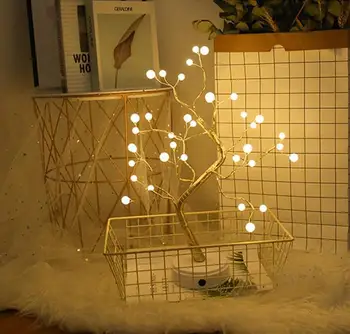 

HobbyLane 36 LED Copper Wire Pearl Tree Shape Desk Decoration Light Holiday Party Night Light