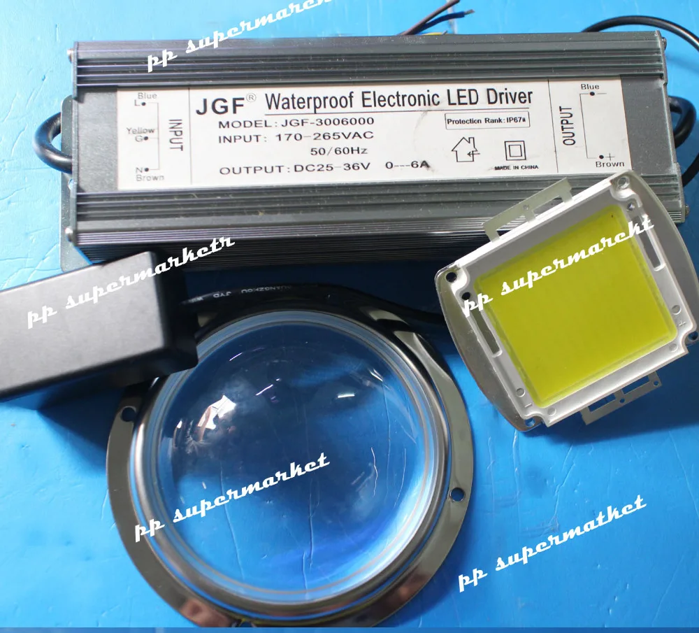 200W High Power LED Chip /& 200W Dimmable Driver /& Lens Reflector Fixed Mount