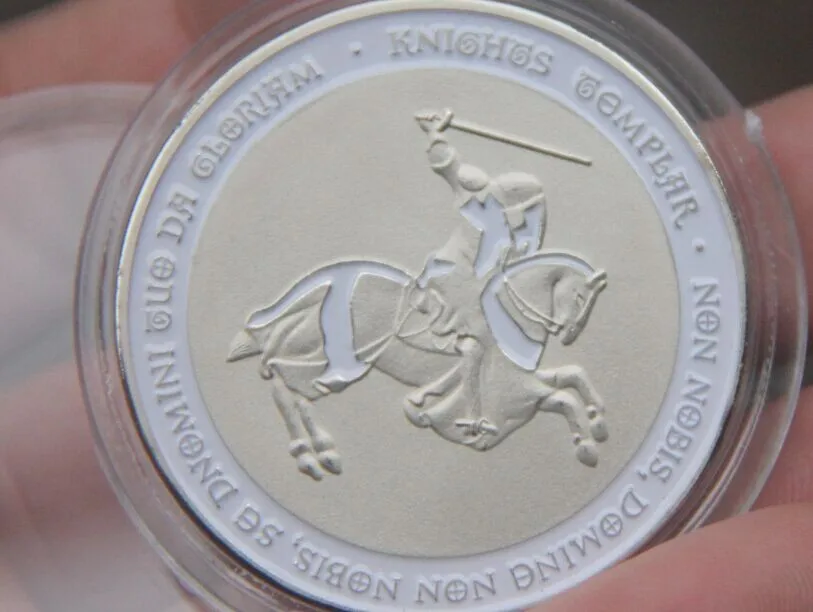 

SILVER PLATED GREEN Templar Coins MEDAL EU UK FRANCE