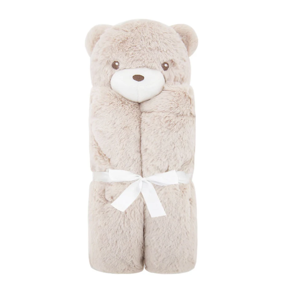 Kavkas детское одеяло Белая овца один слой плюшевая игрушка с животными Обучающие постельные принадлежности Коралловая флисовая пеленка новорожденный подарок на день рождения - Цвет: 2layer brown bear