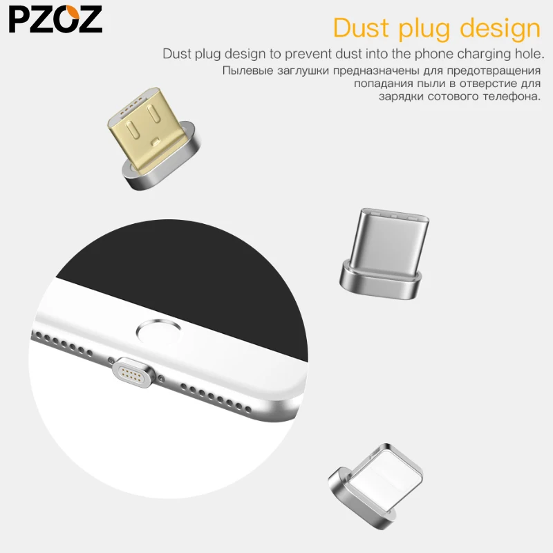 PZOZ كابل USB مغناطيسي المصغّر usb c كابل سريع شحن سلك Microusb نوع c كابل المغناطيس شاحن آيفون 8 سامسونج S9 S10 xiaomi