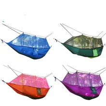 Summer camping swing outdoor mosquito net hammock nylon chair patio furniture tent hanging adult covered hammocks orange black orange 300 200cm nylon hammock outdoor furniture