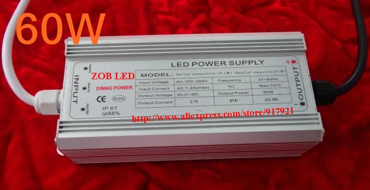 

60w led driver DC36V,1.8A,high power led driver for flood light / street light,constant current drive power supply,IP65