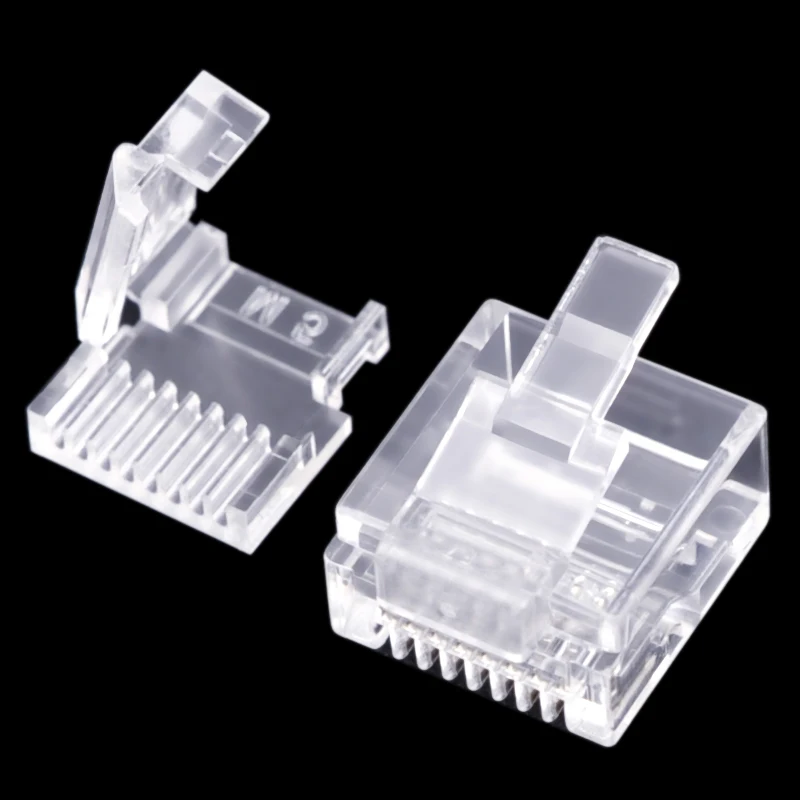 Cncob-conector de Rede Modular Utp Corpo Curto Peças Cabo Plano Rj45 8p8c Ficha de Computador 50 Pcs - Imagem 6