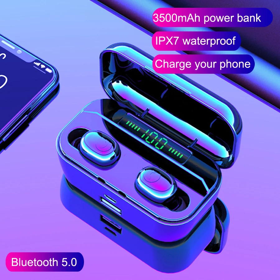 

5.0 Bluetooth Earphone TWS True Wireless Headphones Sport Handsfree Earbuds Stereo Wireless Bluetooth Headset With Mic For Phone