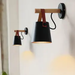Светодиодный настенный светильник настенная деревянная лампа прикроватные фары ночные огни Современная Nordic абажур Home Decor белый и с черным