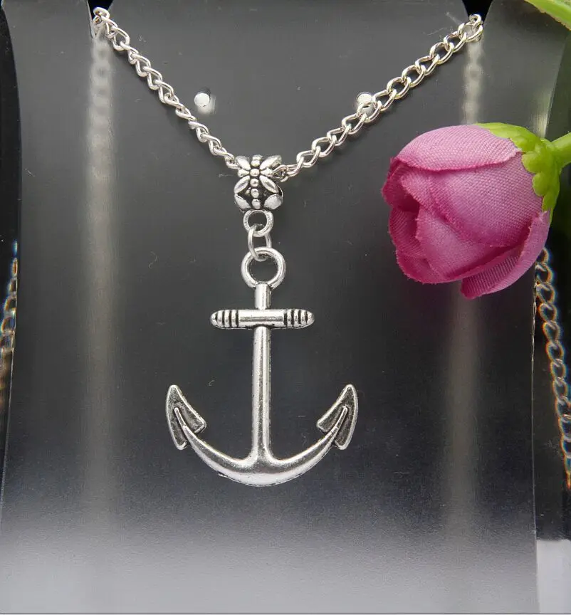 2015 Hot Sell Vintage Silver Lovely Anchors Charm Pendant Necklace DIY