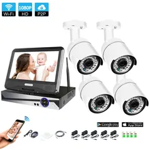Wireless Surveillance System Network 10.1″ LCD Monitor NVR Recorder Wifi Kit 4CH 1080P HD Video Inputs Security Camera