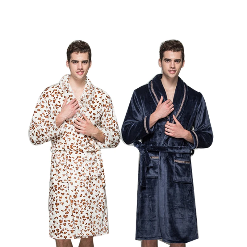 

Centuryestar Winter Autumn Bathrobe Men Flannel Long Robe De Chambre Homme Mens Night Bath Robes Peignoir Homme Badjas Mannen