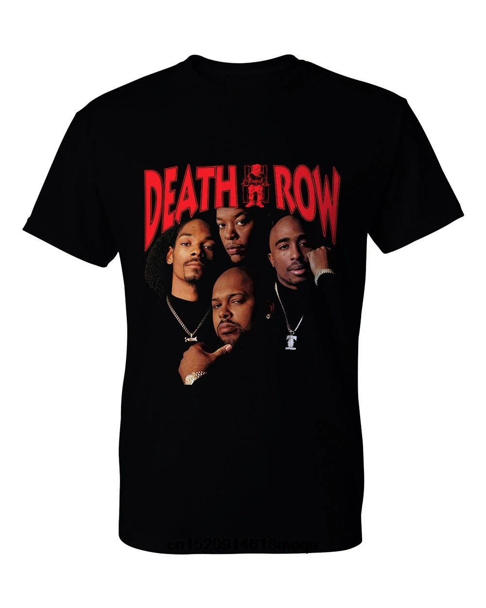 

t shirt Death Row Records Tupac Dre Black Tee Shirt Mens Round Neck Short Sleeves Bottoming T-shirt