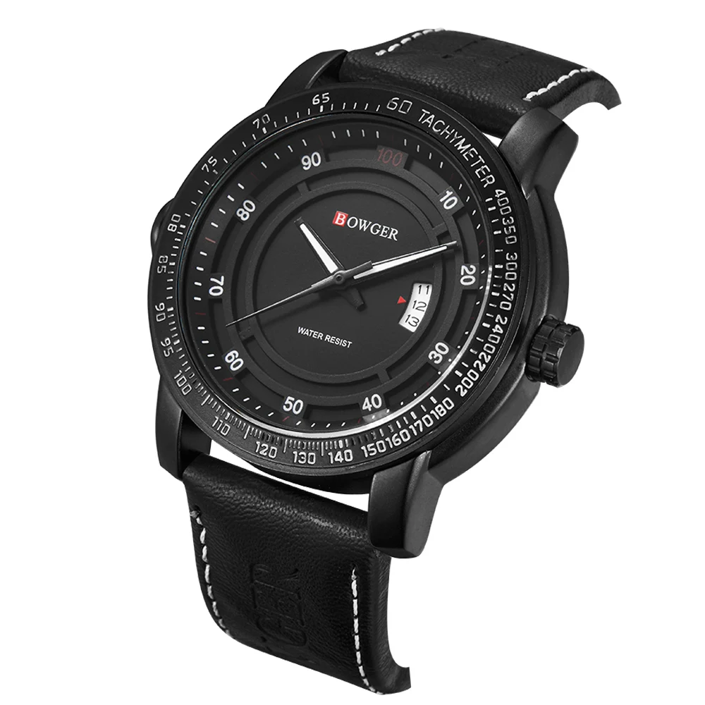 BOWGER Luxury Brand Men Analog Digital Leather Sports Watches Men's Army Military Watch Man Quartz Clock Relogio Masculino (7)