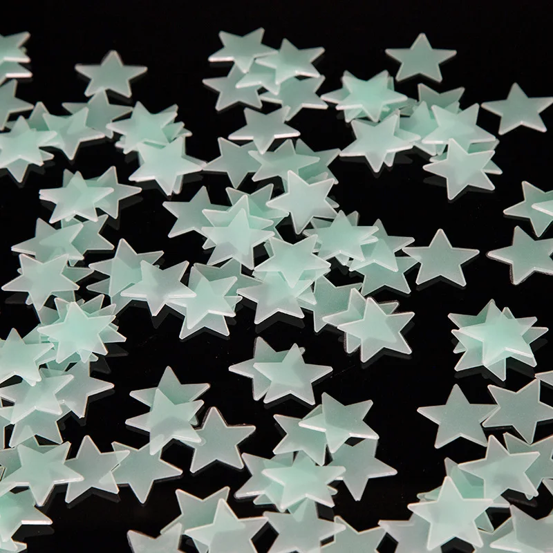 100 шт 3D звезды светятся в темноте люминесцентные пластиковые наклейки на стену декоративные наклейки для дома обои декоративные специальные фестивальные
