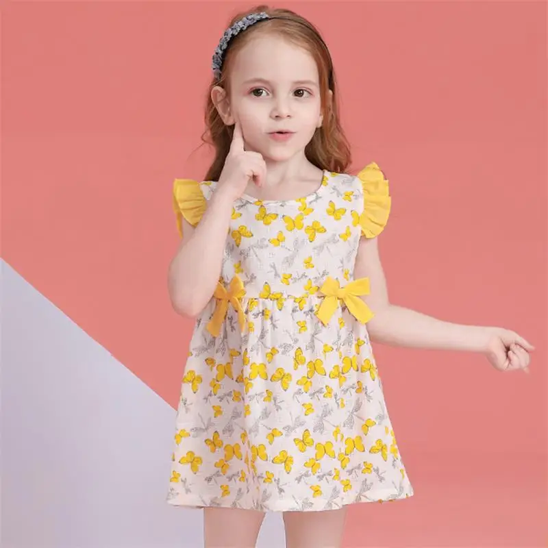 

Famuka Baby Girl Dress Summer Ruffles Short Sleeve O Neck Casual Dress Beach Sundress Party Children Girl Clothing 3-8 Years