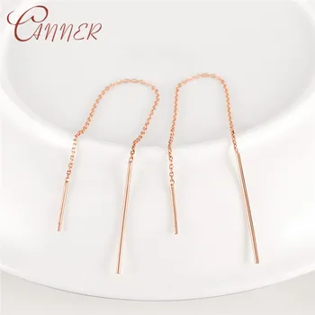 

CANNER Charm 925 Sterling Silver Earrings for Women Jewelry Long Ear Line Best Girl Gift Simple Hanging Drop Dangle Earrings