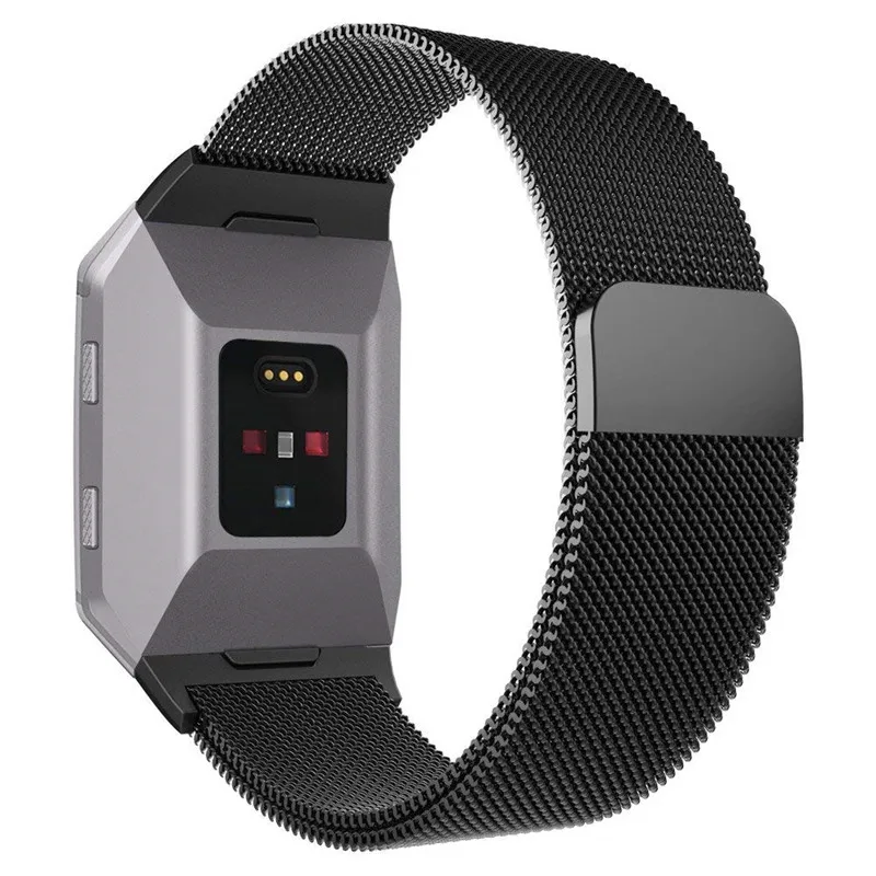 GXV Stainless Steel Milanese Magnetic Fitbit Ionic Replacement Sprot Strap Accessories for Ionic Fitbit Smart Watch Women Men - Цвет: Black