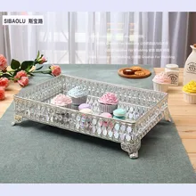 16 “Rechteck tablett mit spiegel und kristallen obstteller snack-fach dessertteller Bankett liefert kuchen werkzeuge