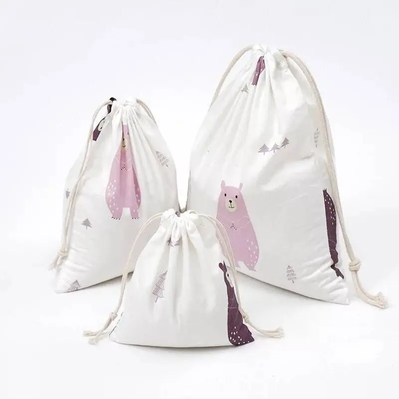 M 24x22cm YILE Цвет Медведь Хлопок Drawstring многоцелевой Чехол монет Ключ Телефон организованной сумка 8614f - Цвет: M 24x22cm