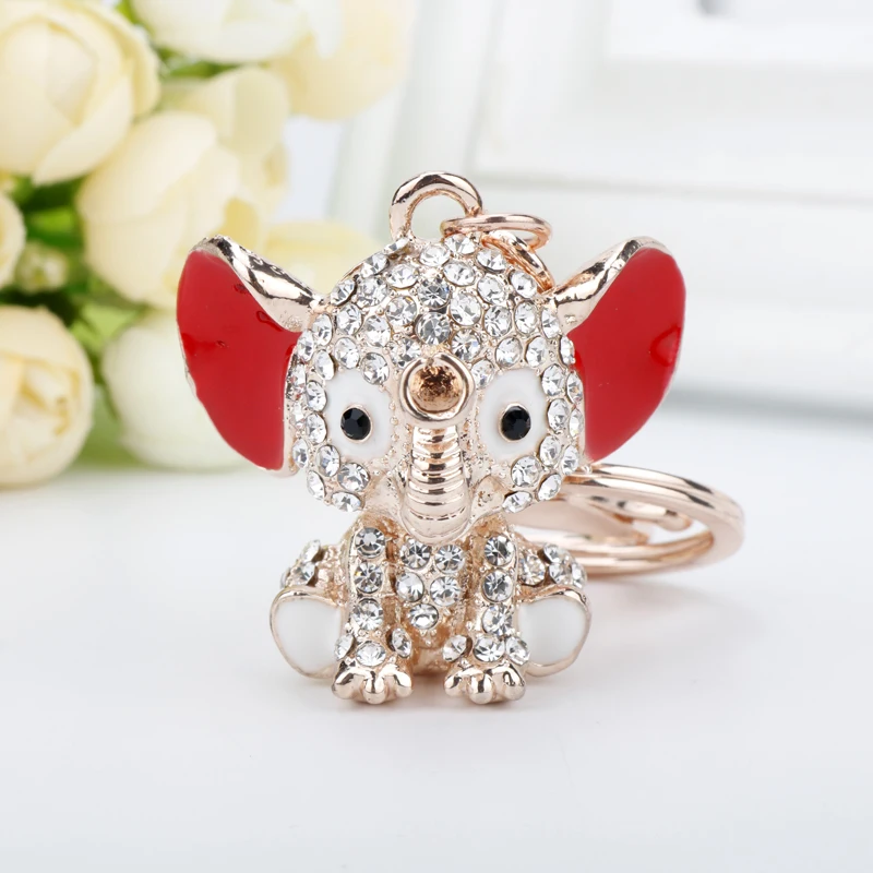 

MQCHUN Charm Pendant Lucky Mascot Elephant Keychain Bling Keyring Bag Purse Buckle Car Keys Holder Jewelry Gift For Women Girl