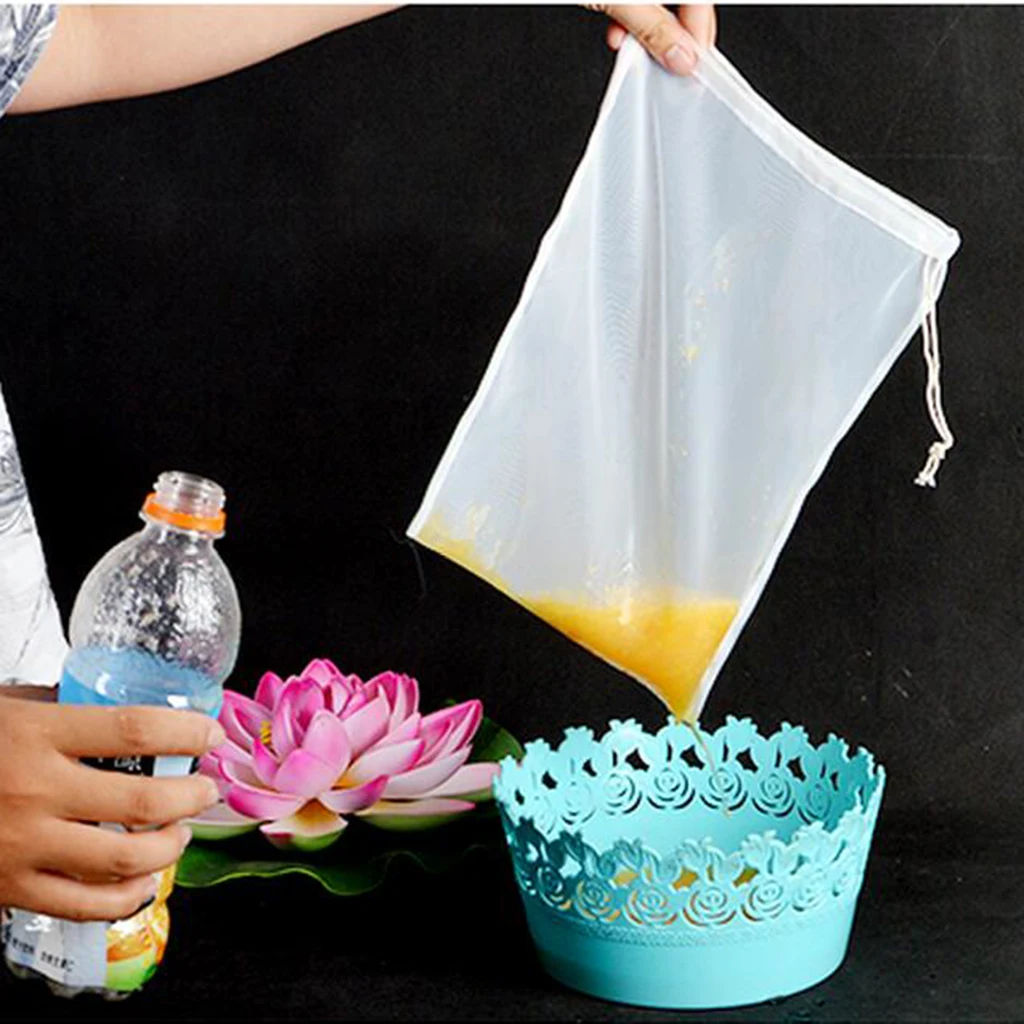 1 Pcs Milk Coffee Juice Reusable Nylon Mesh Strainer Filter Bag Teaware Tool Tea Infusers for Cooking Straining Nut Milk 15x20cm