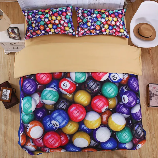 iDouillet 5D Printed Billiard Balls Bedding Set Kids Boys Reversible