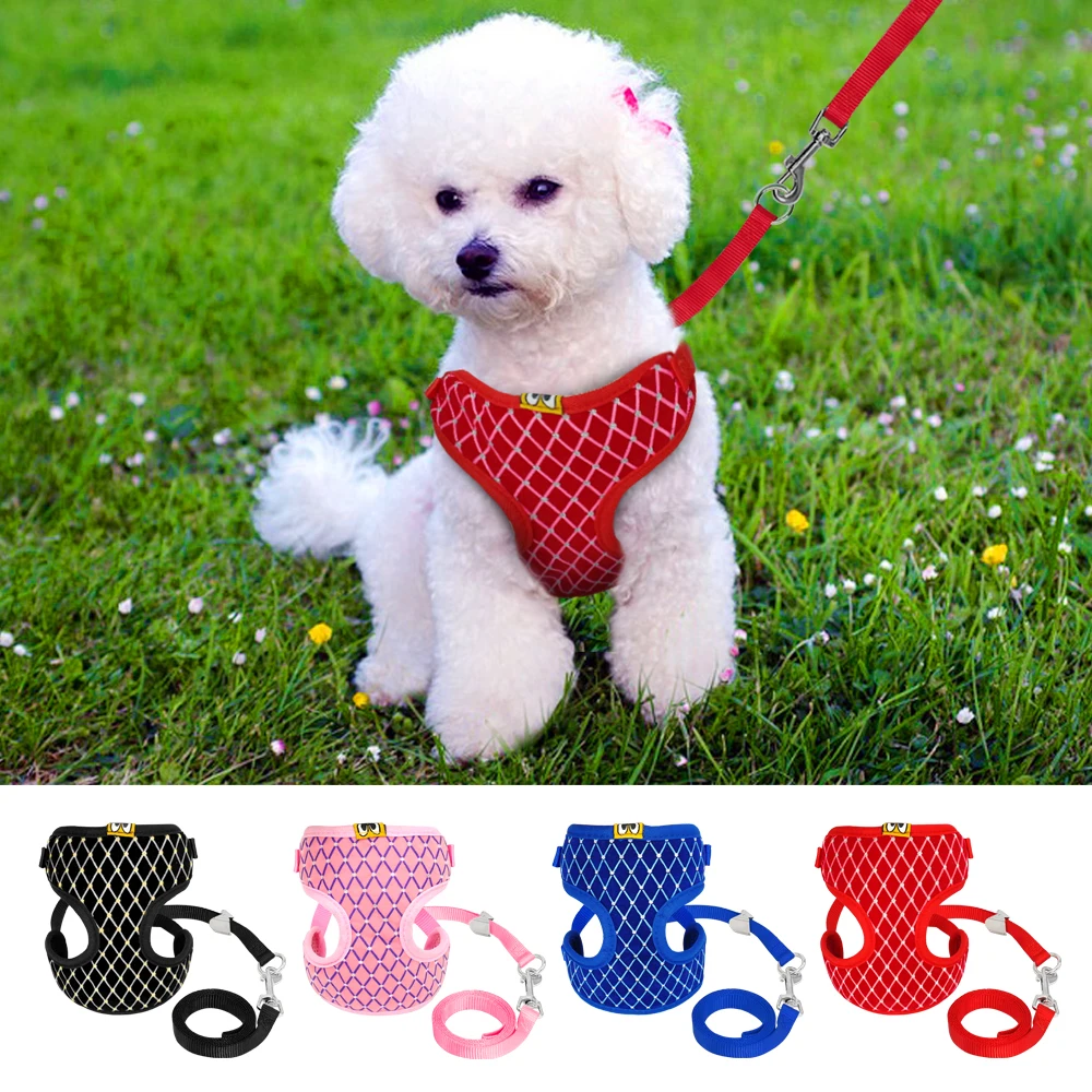 Cat Dog Harness and Leash Set Pet Puppy Mesh Vest Harness Breathable