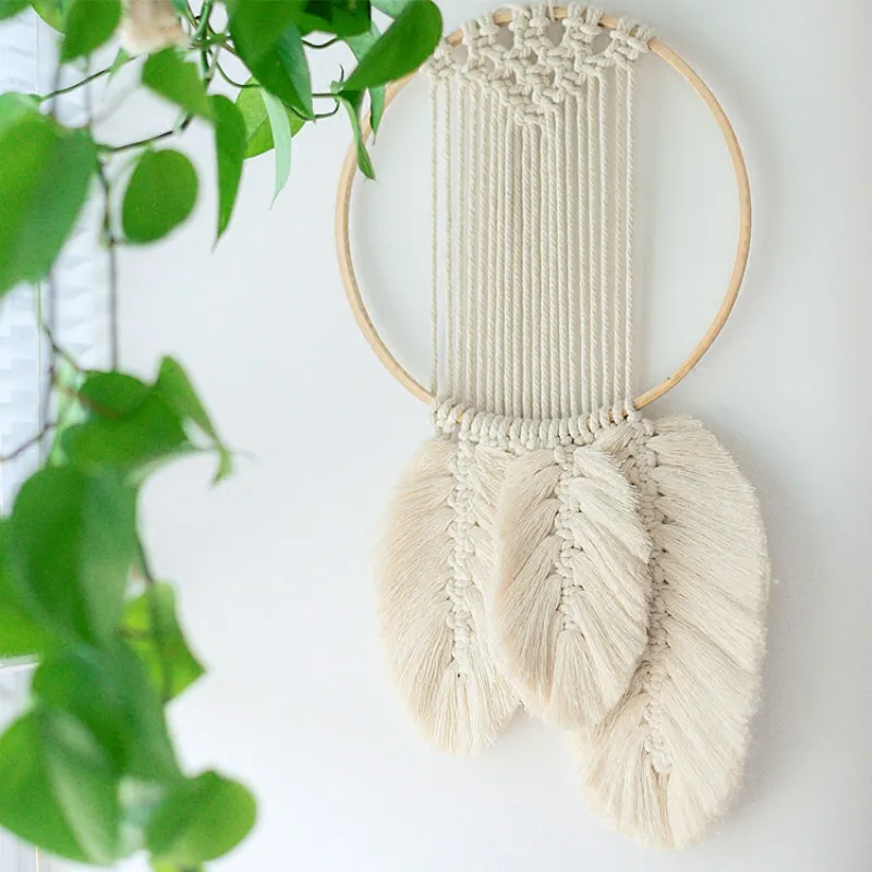 

Macrame Wall Hanging Round Dreamcatcher Hand-woven Tapestry Wall Hanging Ornaments B&B Living Room Headboard Boho Decor