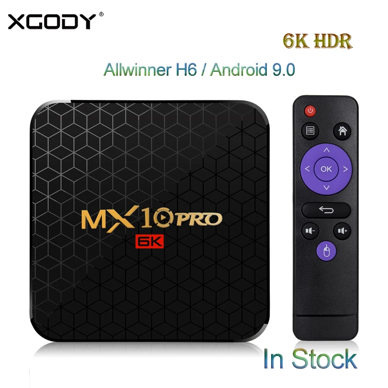  XGODY 6K Smart Android 9.0 TV Box MX10PRO 4GB 32GB/64GB Allwinner H6 Quad Core WiFi USB 3.0 HDMI 2.